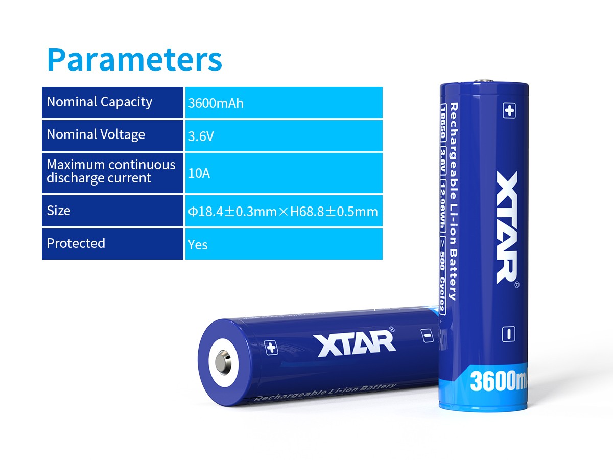 Xtar 18650 Litium Ion batteri 3600 mAh