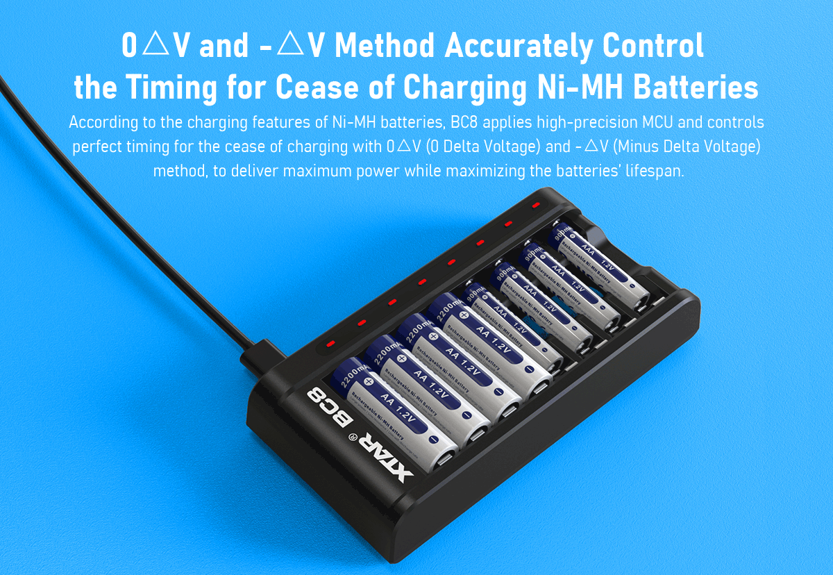 Xtar BC8 - For 8 stk. 1,2V og 1,5V AA og AAA batterier