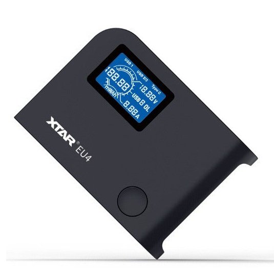 Xtar EU4 64W 4-Port LCD USB-C lader med QC3