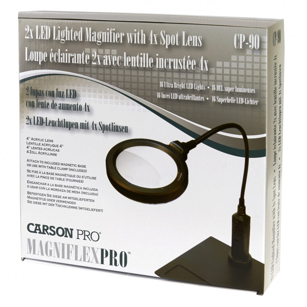Carson MagniFlex Pro™ 2x Power LED forstørrelsesglass med magnetfot