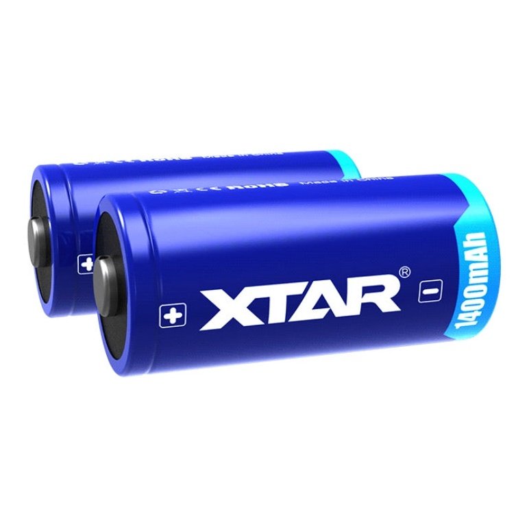 Xtar CR123A tørrbatteri 3.0V, 1400 mAh, 2 stk